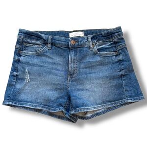 H&M Women's Blue Distressed Stretchy Denim Jean Shorts Size 12